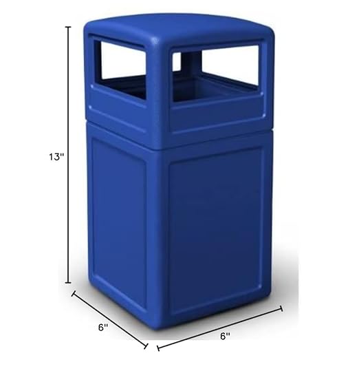 Commercial Zone-73290499 PolyTec 42 Gallon Square Waste Container with Dome Lid Color: Blue