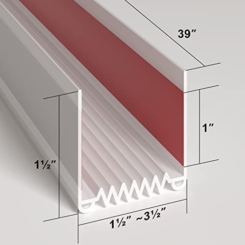 Weather Stripping Door Seal, 39' Length Cuttable, Strong Adhesive Door Sweep for Exterior and Interior Doors (2, White)