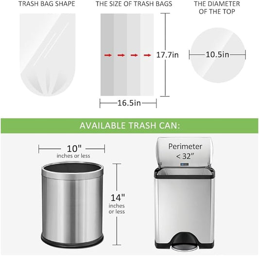 180 Counts 2 Gallon (1.8-2 Gal) Small Trash Bags Garbage Bags by RayPard, fit 1.6,1.8,2,2.2 Gal Waste Basket, 6.5-7 Liter Strong Trash Can Liners for Home Office Kitchen Bathroom Bedroom, Clear