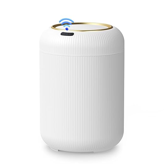 Automatic Motion Sensor Bathroom Trash Can with Lid, 3 Gallon Touchless Trash Bin, Smart Plastic Electric Garbage Cans Small White Wastebasket for Office, rv, Bedroom, Living Room