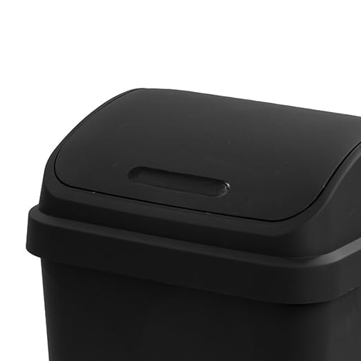 Sterilite 12-Pack Swing Top Wastebasket, Sleek Square Profile Trash Can, 13 Gallon, Black - Modern Garbage Bin for Kitchen, Bathroom, Garage and Workspace, Fits 13 Gal Liners