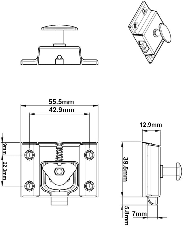 QCAA Oval Turn Cabinet Latch, for Cupboard & Other Furniture, Large, Matte Black, Made in Taiwan, 1 Pack