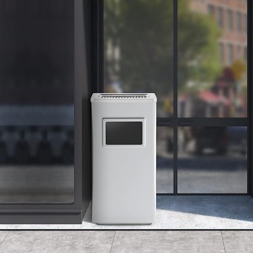 BEAMNOVA Trash Can Indoor Outdoor Metal Stainless Steel Commercial Garbage Can Industrial Garbage Enclosure Inside Cabinet with Lid Waste Container, Color Metallic, 31*25*61 cm / 12.2*9.8*24 in