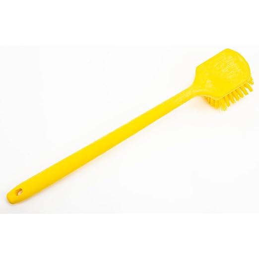 SPARTA 40501EC04 Plastic Large Scrub Brush, Kitchen Brush, Utility Brush With Long Handle For Cleaning, 20 Inches, Yellow, (Pack of 6)
