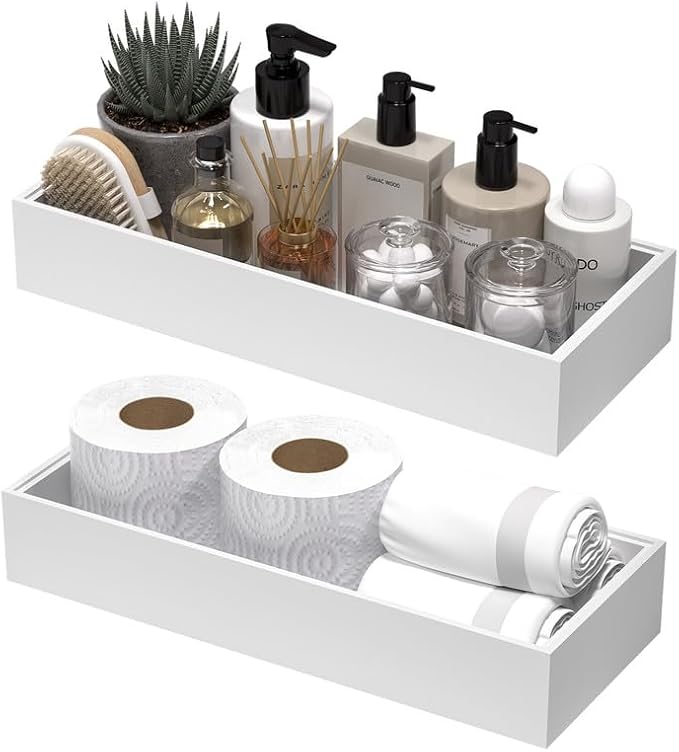 Kitchen Drawer Organizer Bins, Stackable Deep Bamboo Drawer Organizer for Silverware, Utensils, Cutlery, Flatware, Junk, Dresser, Bathroom, 15" x 6" x 2.5" (Set of 2)
