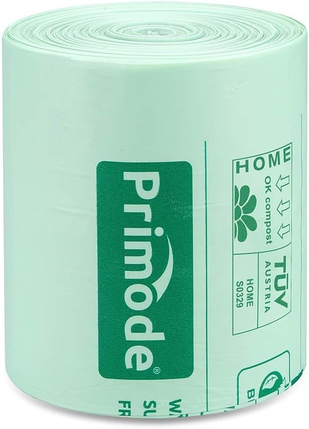 Primode 100% Compostable Bags, 4 Gallon (15L) Food Scraps Yard Waste Bags, Extra Thick 0.75 Mil. ASTM D6400 Compost Bags Small Kitchen Trash Bags, 100 Count Certified by BPI & TUV EU