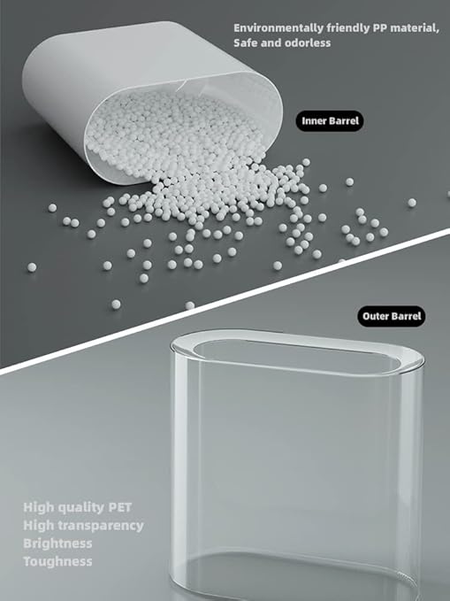 IEEK Small Waste Basket Slim Trash Can 3.2 Gallon/12L Clear and White Garbage Can Rectangle Plastic Wastebaskets Container Bin for Narrow Spaces Office,Bathroom, Bedroom,Kitchen,Living Room,Study