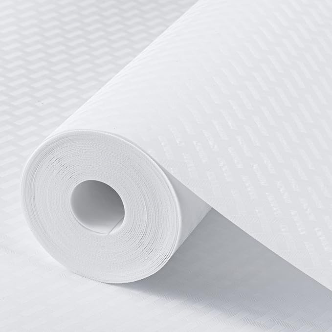 White Shelf Liner Kitchen Cabinet Liners Refrigerator Liners Waterproof & Oil-Proof Kitchen Cupboard Liner Drawer Mats EVA Material Non Adhesive Washable Fridge Liner for Shelves 35.4 x 236.2 Inches