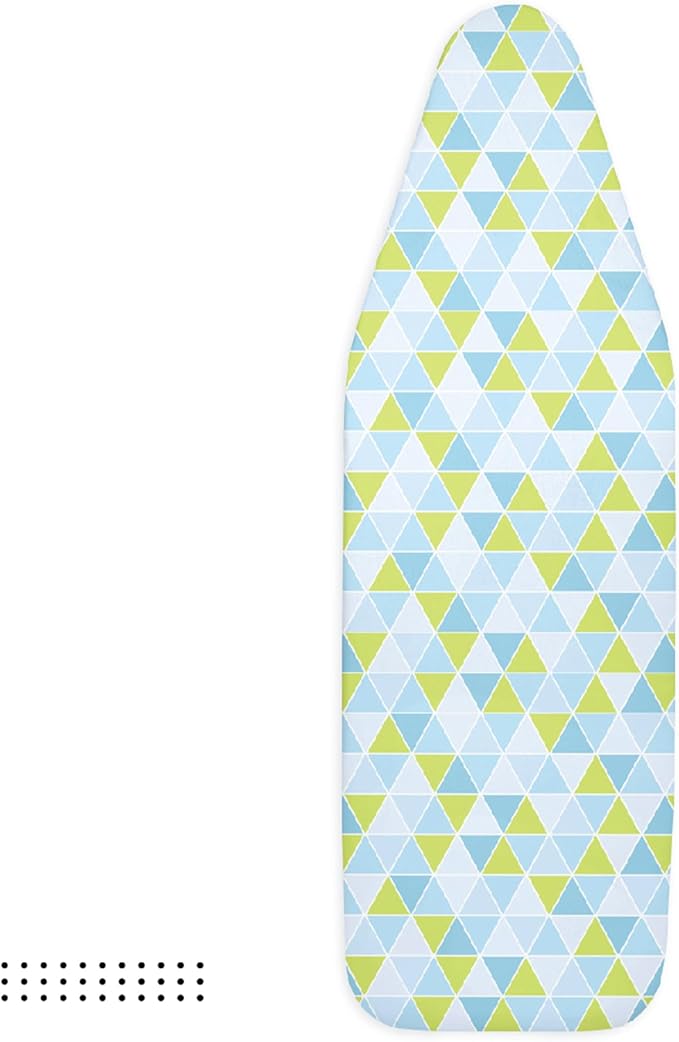 Encasa XO Ironing Board Cover and Pad - Thick 4mm Felt, Heat & Scorch-Resistant, Fits Medium Boards 42"x14", Elastic Bungee Cord Tightening, Easy Fit, Stain-Safe Dye, Triangles Aqua