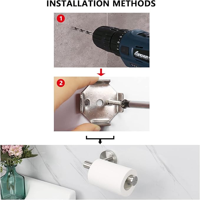 NearMoon Bathroom Toilet Paper Holder, Premium SUS304 Stainless Steel Rustproof Wall Mounted Toilet Roll Holder for Bathroom, Kitchen (2 Pack, Brushed Nickel)