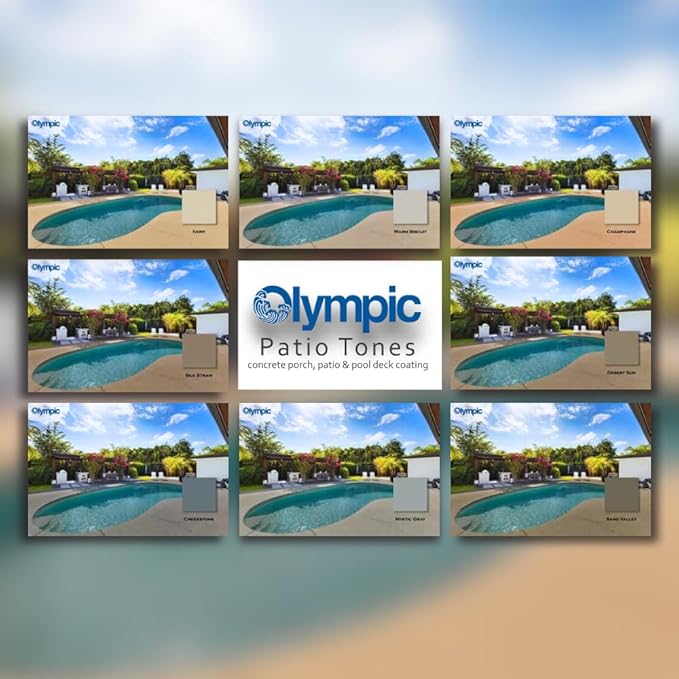 Olympic Patio Tones - Sand Valley - 1 Gallon - Non-slip acrylic deck and patio coating, concrete restorer.