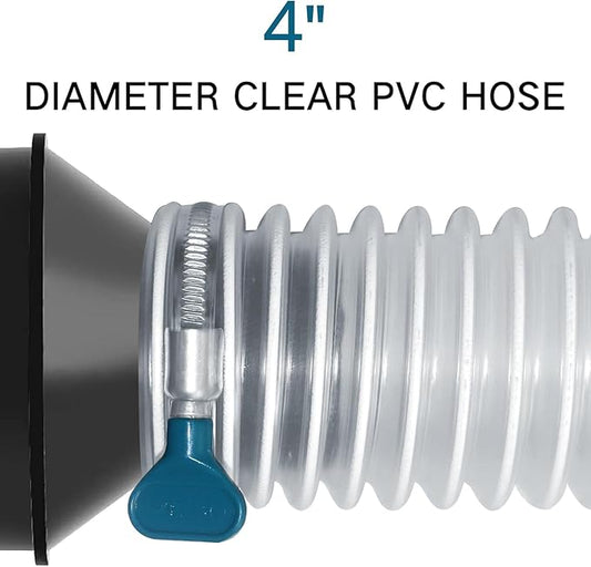 PVC Dust Collection Hose 4" x 20', Heavy Clear PVC Fume Hose Puncture Resistant with Carbon Steel Wire Coil for Woodworking, Workshops, Dust Collection Systems