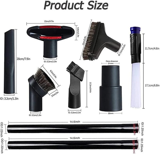 Vacuum Attachments for Shop Vac Accessories 1 1/4 inch & 1 3/8 inch Household Cleaning Kit With Adapter(10 Pcs)