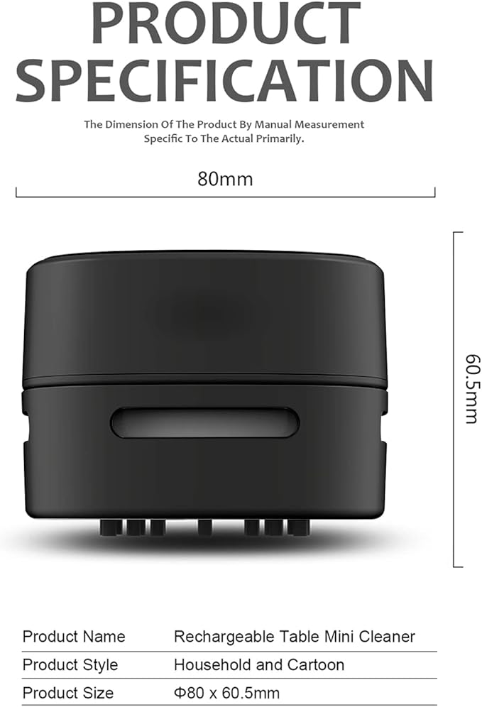 ODISTAR Desktop Vacuum Cleaner, Mini Table dust Sweeper Energy Saving,High Endurance up to 400 mins,360º Rotatable Design for Keyboard/Home/School/Office (Black Charging)