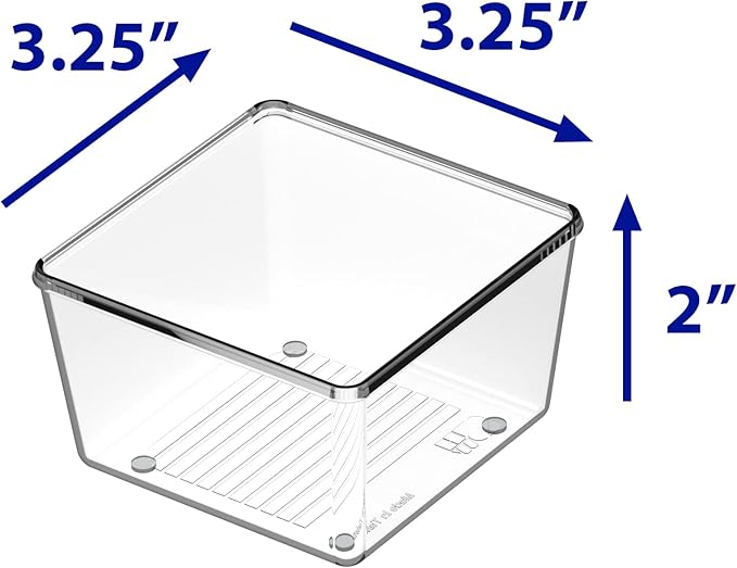 Simple Houseware Clear Drawer Organizer for Office Bin Desk Storage, 3.25"x 3.25", 12 Packs