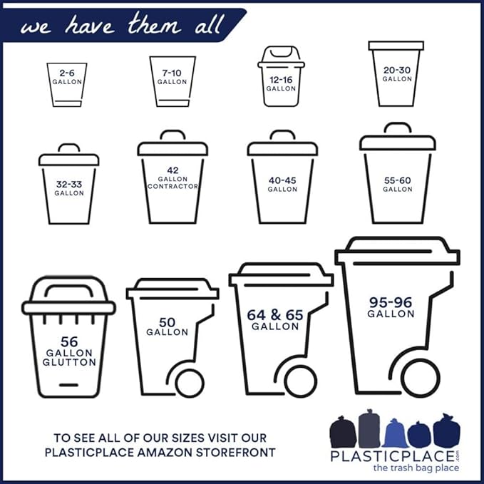 Plasticplace 64-65 Gallon Recycling Trash Bags For Toter │1.5 Mil │ Blue Heavy Duty Garbage Can Liners │ 50” x 60” (50 Count)
