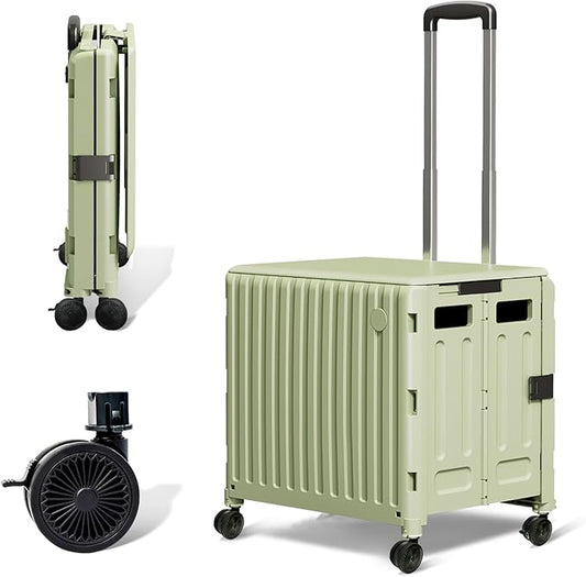Heavy Duty Rolling Cart for Stairs:Collapsible Utility Crate with Wheels & Handle Foldable Tote Box for Toolbox Trade Show Supplies Teachers TODAYGO Mobile Storage Cart with Lid