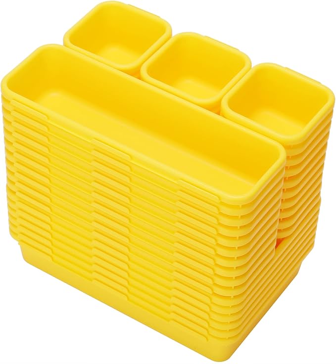42 Pack Tool Box Organizer Tool Tray Dividers, Rolling Tool Chest Cart Cabinet Workbench Desk Drawer Organization and Storage for Hardware, Parts, Screws, Nuts, Small Tools Organization(Yellow)