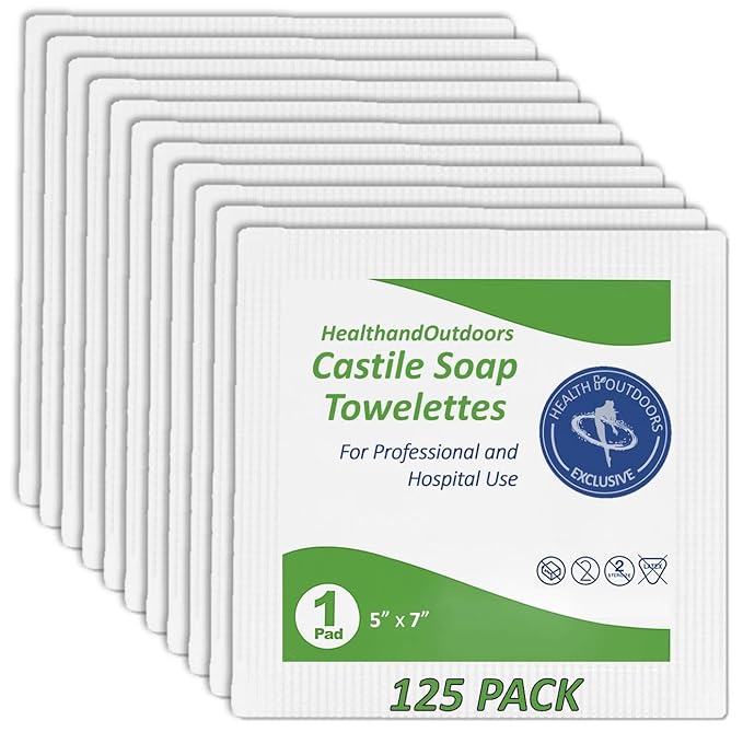 HAO Castile Soap Cleansing Towelettes 125 Count Refreshing Scented Wipes White 125 Count (Pack of 1) HAO-CST-125