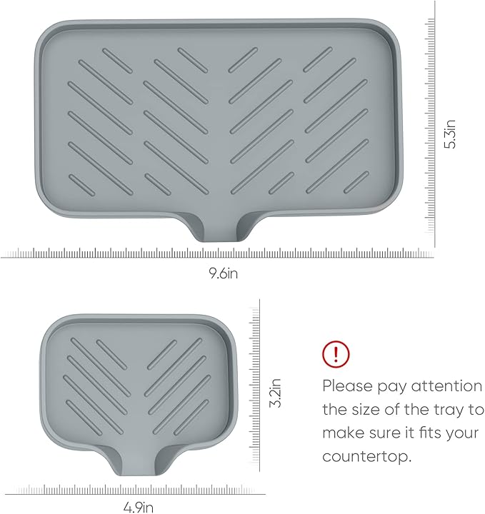 Kitchen Soap Tray,Kitchen Sink Tray Sponge Tray Kitchen Sponge Holder Self Draining Premium Silicone Soap Holder for Bathroom Counter Sink Caddy Organizer for Dish Soap Bottle,Soap Dispenser