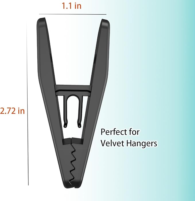 Hanger Clips Perfect for Velvet Hangers (Black, 40 PCS), Non-Slip Plastic Clips Pant Skirt Hanger Clips for Black Flocking Hangers