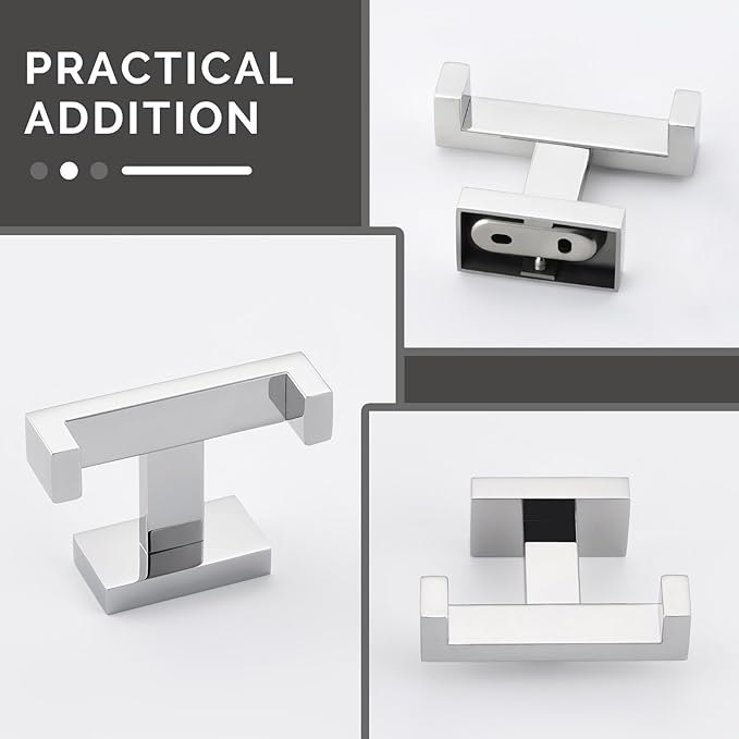 Angle Simple Double Towel Hooks, SUS 304 Stainless Steel Robe Coat Wall Hooks for Bathroom, Polished Chrome, 2 Pack