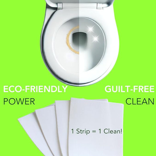 Natural Toilet Bowl Cleaner Strips, Unscented, Eco-friendly, Non-toxic, Septic Safe, Removes Odors & Stains, Plastic-free, Toilet Bowl Cleaner for Quick and Easy Cleaning (180 count)