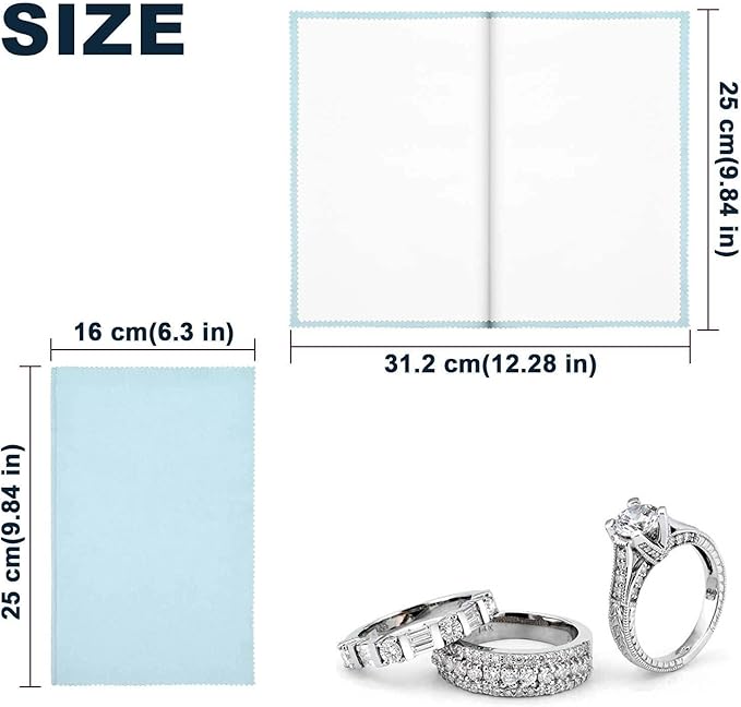 SEVENWELL Silver Polishing Cloth, Jewelry Cleaner Cloth for Sterling Silver Jewelry, Gold, Platinum, Silverware, Diamonds, Gemstones, Coins (Turquoise)