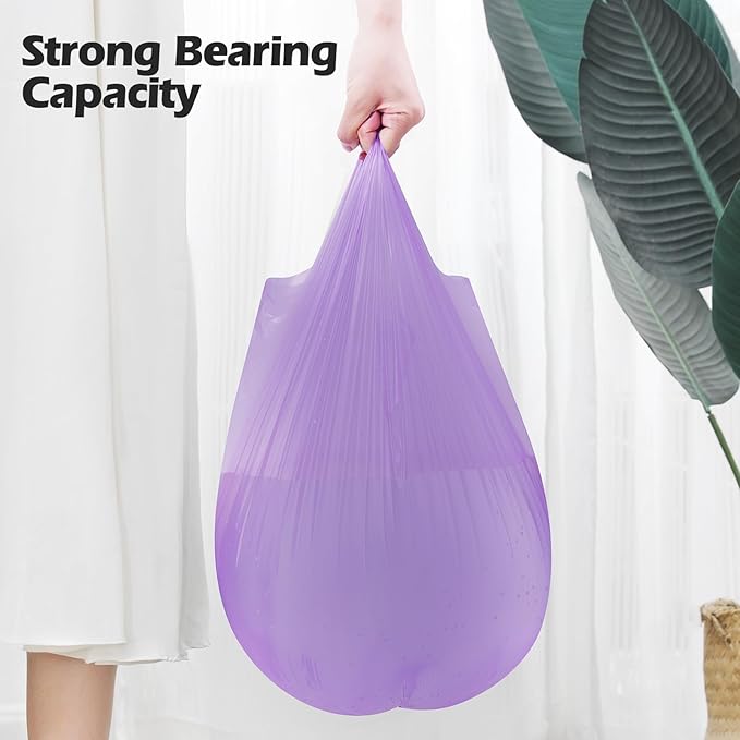 2-4 Gallon Portable Trash Bags,60 Counts Thicken portable Small Garbage Bags for Office, Kitchen,Bedroom Trash Can,Strong Trash Bags(Purple)