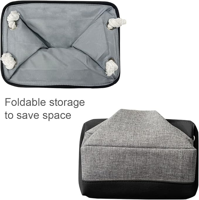 TheWarmHome Storage Basket for Organizing - 1 Pack 14x10x6.7 inch Collapsible Storage Bins for Shelves, Dog Toy Bin for Closet Organizer laundry Gift Cloth Nursery (Grey & Black)