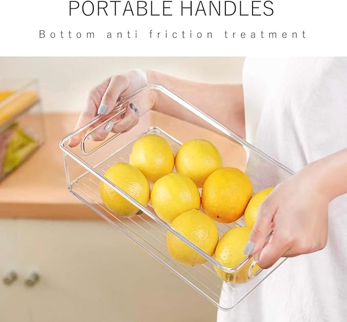 9 Pack Refrigerator Organizer Bins,3 Sizes Clear Pantry Storage with Handles and 30 PCS Plastic Bags for Fridge, Freezer, Shelves, Drawer, Bins, Snack Organizer for Home & Kitchen