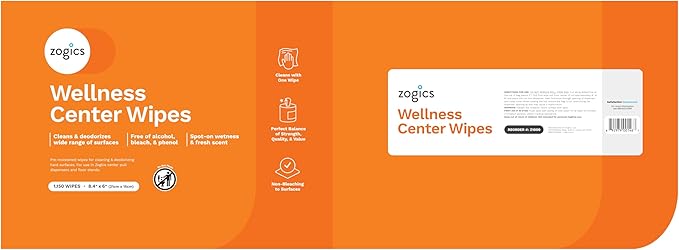Zogics Wellness Center Cleaning Wipes – Gym Wipes for Cleaning Surfaces and Equipment, Durable and Safe Pre-Saturated Wet Wipes (1 Roll of 1,150 Wipes)
