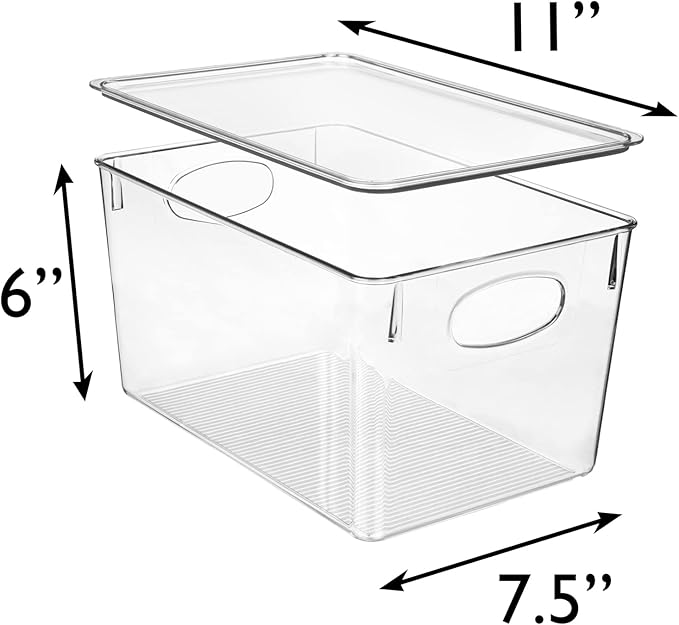 ClearSpace Plastic Storage Bins With lids, 4 Pack – Perfect Pantry Organization and Storage – Fridge Organizer, Pantry Storage Containers and Storage Bins, Cabinet Organizers
