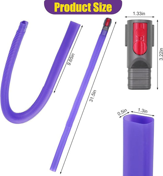 Vacuum Crevice Cleaning Attachment Set, 34" Bendable Hose, Fits Dyson V7 V8 V10 V11 V15 GEN5, Dryer Vent Lint Remover, Car Detailing, Home Gap Cleaning