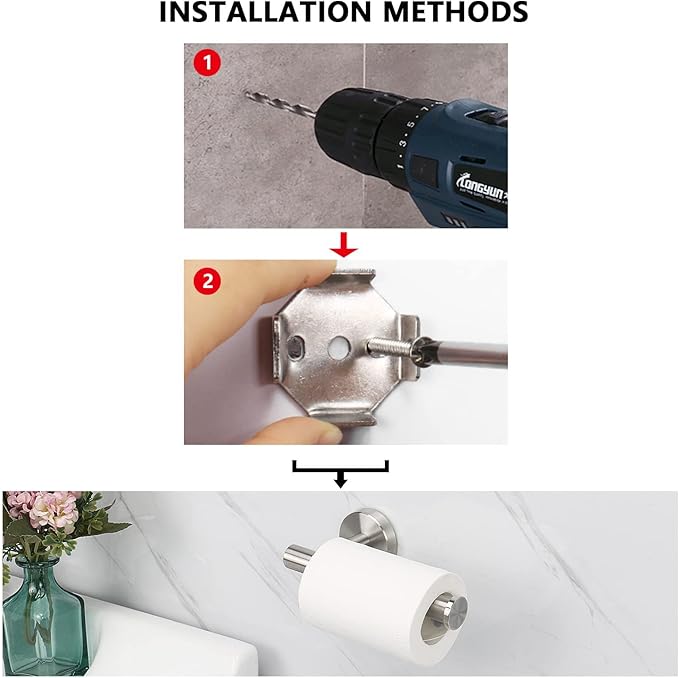 NearMoon Bathroom Toilet Paper Holder, Premium SUS304 Stainless Steel Rustproof Wall Mounted Toilet Roll Holder for Bathroom, Kitchen (4 Pack, Brushed Nickel)