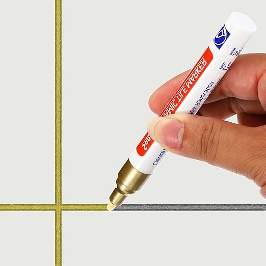 PATIKIL Grout Pen, 4 Pack Golden Tile Marker Waterproof Grout Sealer Pen Tile Repair Pens Paint Pens for Wall Floor Bathroom Kitchen Refresh