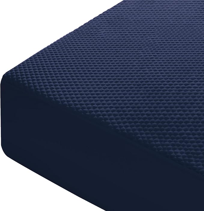 OhGeni 100% Waterproof Mattress Protector, Cal King Size Mattress Pad, Fits 6"-20" Mattresses with Deep Pocket, Cooling, Breathable Fitted Sheets, Soft Bed Cover, Noiseless, Washable(Navy Blue)
