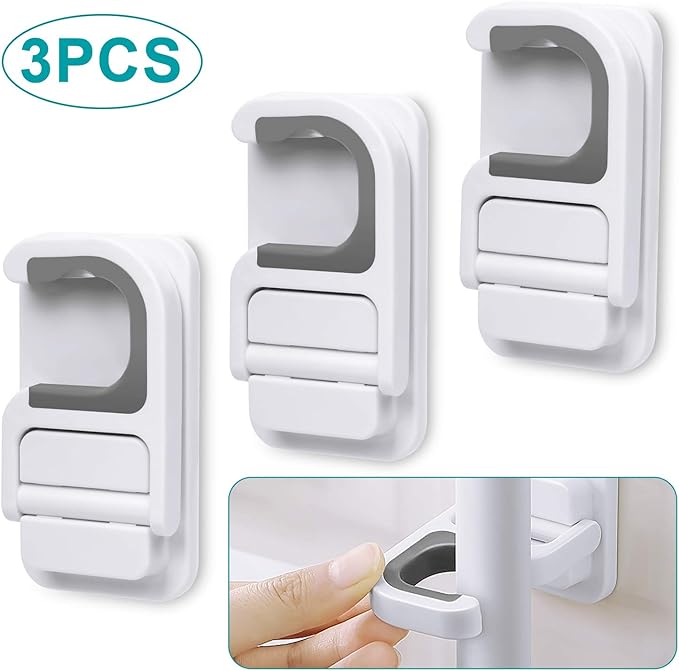 3pack Broom and Mop Holder Wall Mount No Drill Mop and Broom Gripper Mop Handle Hanger Household Cleaning Organizer, Holds up to 6 lb
