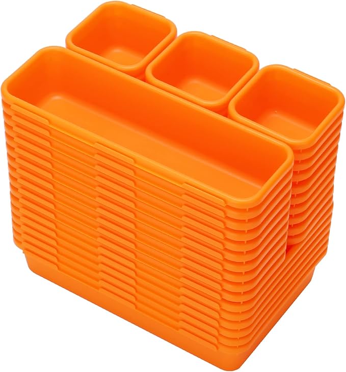 42 Pack Tool Box Organizer Tool Tray Dividers, Rolling Tool Chest Cart Cabinet Workbench Desk Drawer Organization and Storage for Hardware, Parts, Screws, Nuts, Small Tools Organization(Orange)