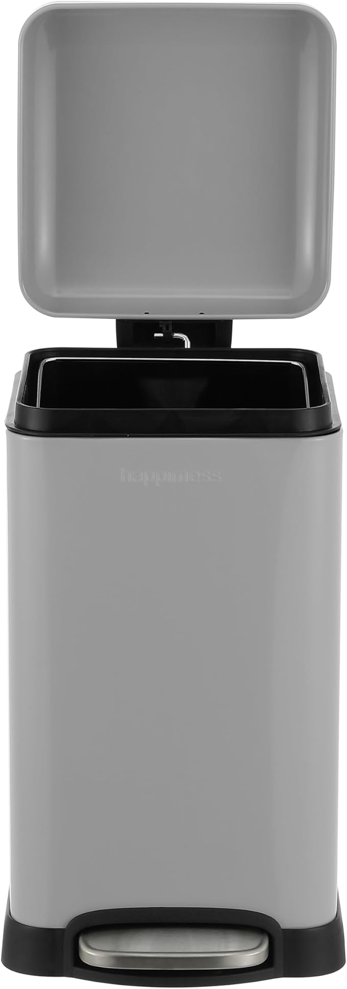 happimess HPM1012E Betty Retro Mini 3.2-Gallon Step-Open Trash Can, Fingerprint Resistant, Modern, Minimalistic for Home, Kitchen, Laundry Room, Office, Bedroom, Bathroom, Fog Gray