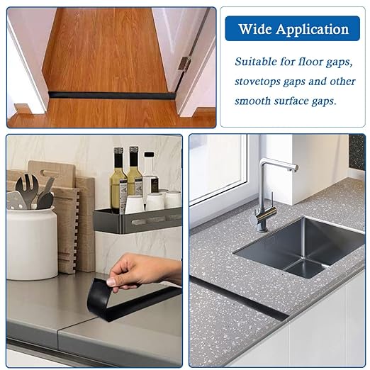 Floor Transition Strip Self Adhesive Floor Cover Strips Laminate 2" Wide Vinyl Flat Divider Transitions (5cm, 20Ft, Black)