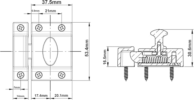 QCAA Traditional Large Oval Turn Cabinet Latch, Solid Brass, 2", for Cupboard & Other Furniture, Brushed Antique Brass, 4 Pack, Made in Taiwan