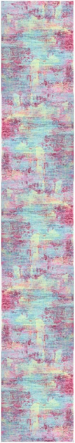 IOHOUZE Abstract Runner Rug 2x12 Ft Washable Runners for Hallways, Non Slip Kitchen Runner Printed Faux Wool Entryway Runner Indoor, Modern Abstract Floor Carpet for Hall Kitchen, Pink Teal
