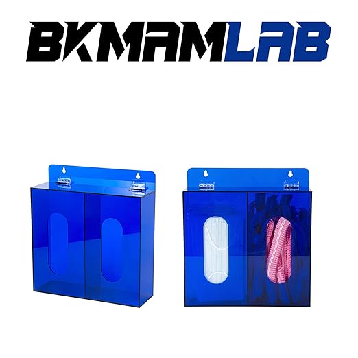 Wall Mounted Glove Dispenser, Hairnet Shoe Cover Dispenser,Acrylic Glove Box Holder, Blue (for 2 Boxes)
