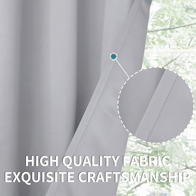 BGment Small Window Curtains 30 Inches Length for Kitchen Over Sink - Rod Pocket Short Drapes for Cafe Bathroom Basement RV Camper Privacy Decorative, Light Grey, 2 Panels, 29 x 30 Inch