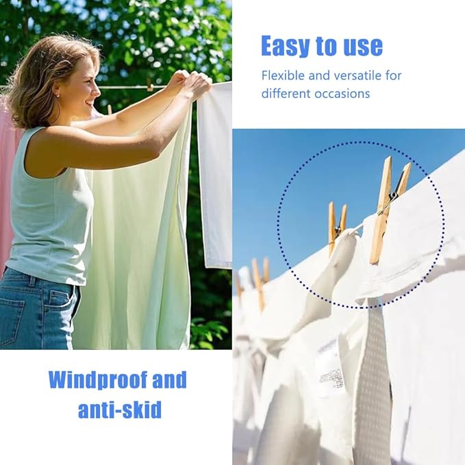Retractable Clothesline Used to Outdoor,49 feet (15 Meters) PVC Line Retracting,Including 12 pcs ClothesPins,Wall Mounted Retractable Laundry Line for Drying Clothes