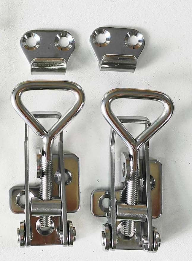 Adjustable Latch Buckle Cabinet Boxes Lever Handle Toggle Catch Latch Lock,Silver,Adjustable Range 126-148mm,2 Pcs
