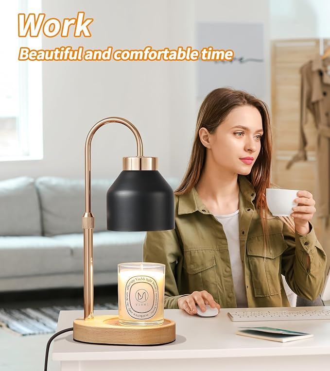 Candle Warmer Lamp with Dimmer and Timer,Home Decor Lamp for Scented Jar,Electric Wax Melt Warmer,Mother's Day/Birthday/Christmas Gifts for Mom/Wife,Adjustable Height,with 2 Bulbs