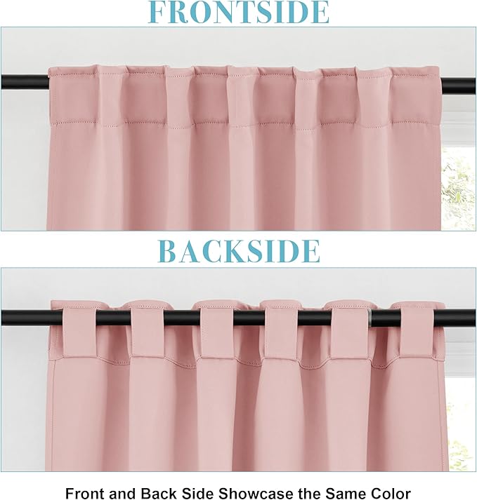 RYB HOME Short Blackout Curtains 36 inches Length for Cafe - Insualting Privacy Curtains for Kids Bedroom Kitchen Bathroom Basement Cabinet Tiers Drapes, 34 Width x 36 Length, 2 Panels, Peach Blush