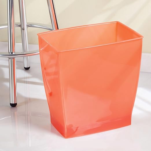 iDesign Small Rectangular Bathroom Trash Cans - Set of 4 - Tango Orange, Made in USA